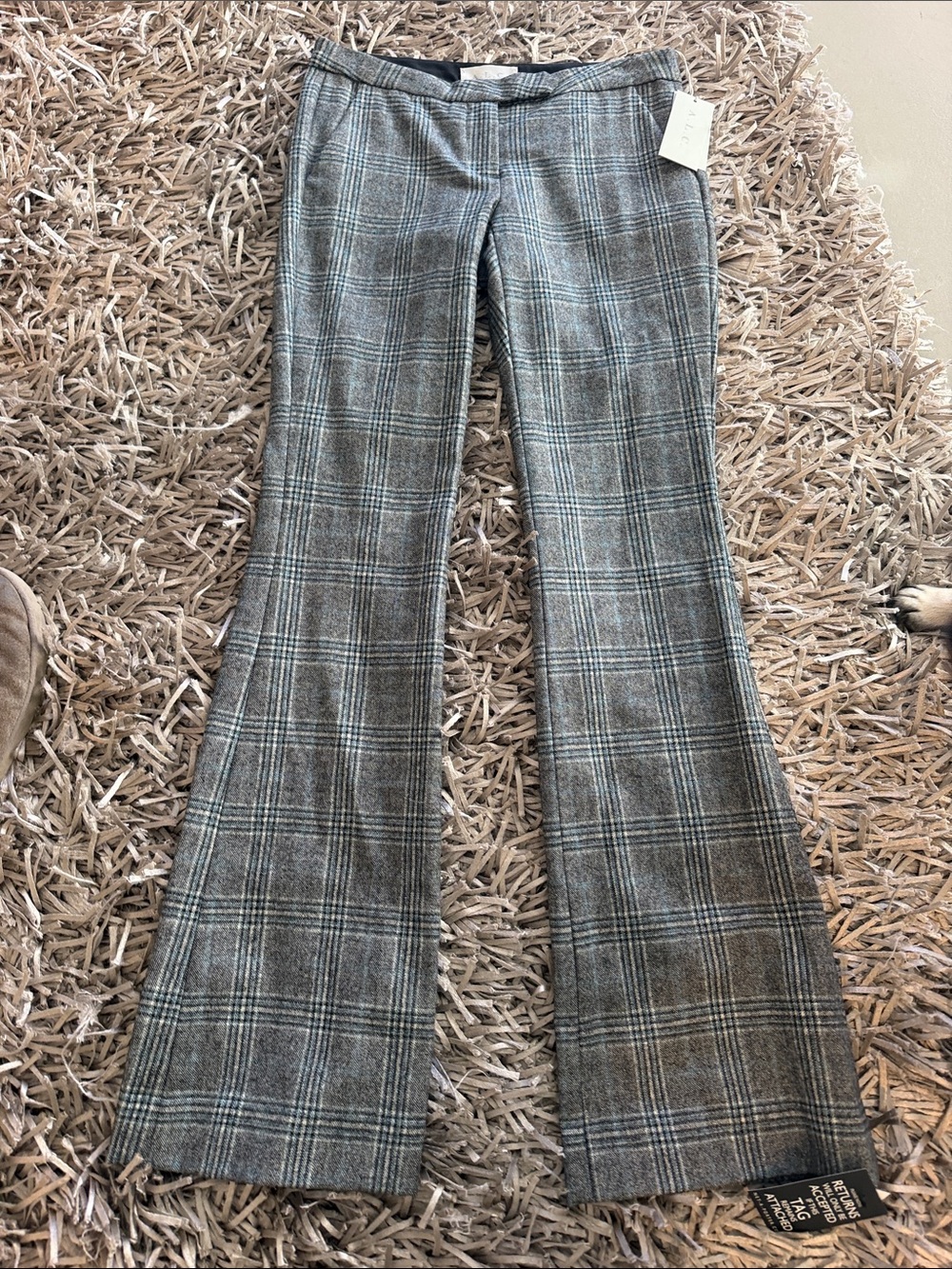 A.L.C. Gray Plaid Flared Pants